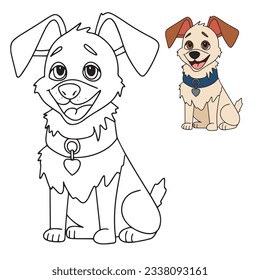 Coloring book for children, cartoon character, pen animals, dog