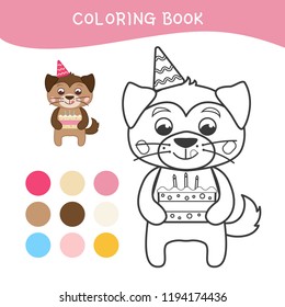 Coloring book for children. Cartoon cute dog.