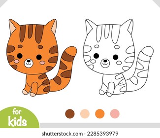 Coloring book for children, Cartoon cute character cat