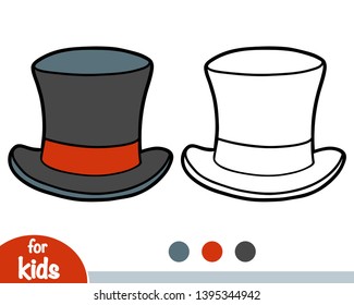 Coloring book for children, cartoon headwear, Tophat