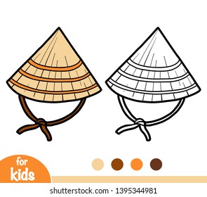 Coloring book for children, cartoon headwear, Asian conical hat