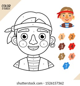 Coloring book for children. Cartoon illustration of cute pirate.