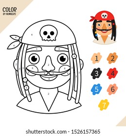 Coloring book for children. Cartoon illustration of cute pirate.