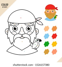 Coloring book for children. Cartoon illustration of cute pirate.