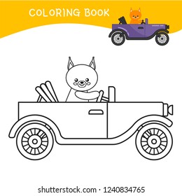 Coloring book for children. Cartoon old car.