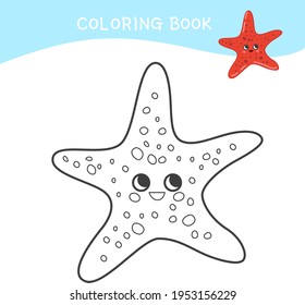 Coloring book for children. Cartoon sea animal.