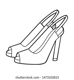 Coloring book for children, cartoon women shoes