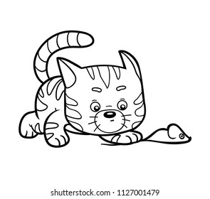 Libro de coloración para niños, gato