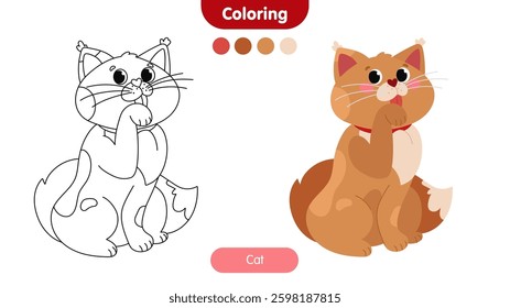 Coloring book for children: cat. Educational game for kids
