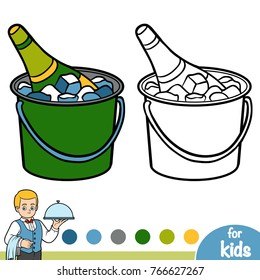 Coloring book for children, Champagne in an ice bucket