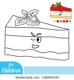 Coloring book for children, Cheesecake with a cute face