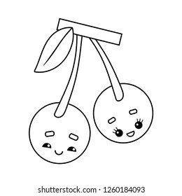 Coloring book for children, Cherry with a cute face