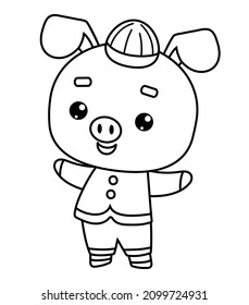 Coloring book for children, Chinese new year character cute pig