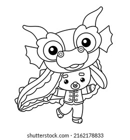 Coloring book for children, Chinese new year character rabbit in dragon costume