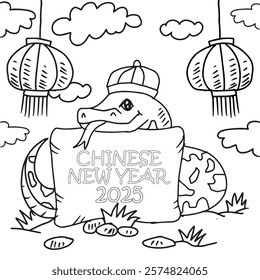 Coloring book for children: Chinese New Year of the Snake.