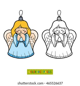 Coloring Book Children Christmas Decorations Angel Stock Vector