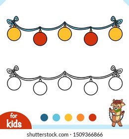 Coloring book for children, Christmas garland