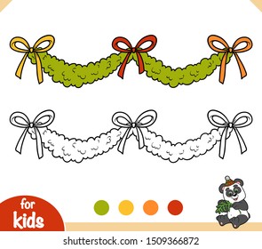 Coloring book for children, Christmas garland