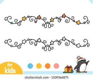 Coloring book for children, Christmas garland