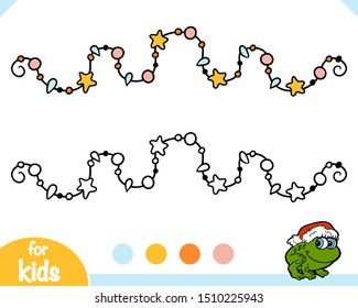 Coloring book for children, Christmas garland