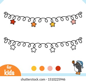 Coloring book for children, Christmas garland