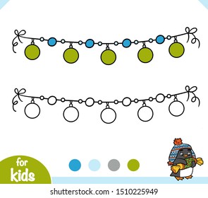 Coloring book for children, Christmas garland