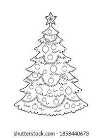 Coloring book for children, Christmas tree