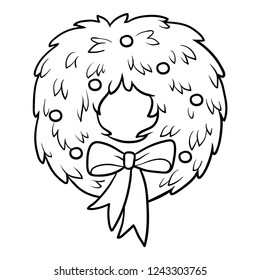 Coloring book for children, Christmas wreath