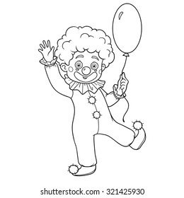 Coloring Book Children Clown Character Balloon Stock Vector (Royalty ...