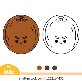 Coloring book for children, Coconut with a cute face