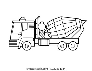 Coloring book for children, Concrete mixer truck