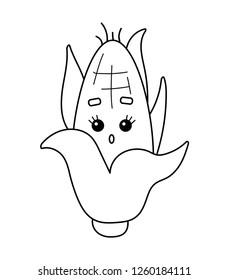Coloring book for children, Corn with a cute face