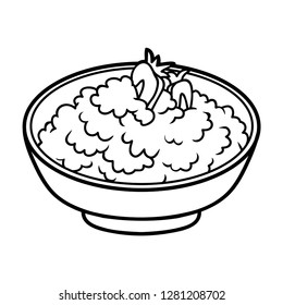 Coloring book for children, Cottage cheese with berries in a bowl