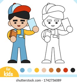 Coloring book for children, Courier and a box