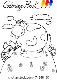 Coloring book for children, cow. Vector illustration