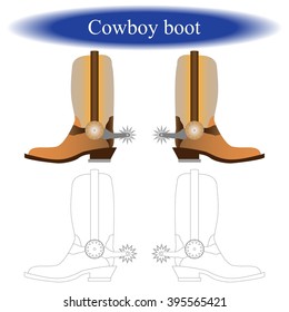 Coloring book for children. Cowboy boot. Wild west. Vector illustration.