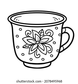 Coloring book for children, Cup with a flower