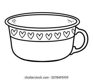 Coloring book for children, Cup with heart pattern