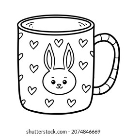 Coloring book for children, Cup with rabbit