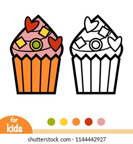 Coloring book for children, cupcake