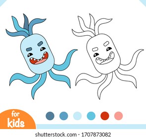 Coloring book for children, Cute bacteria and virus character