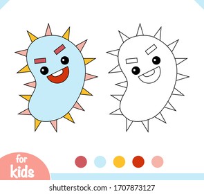 Coloring book for children, Cute bacteria and virus character