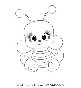 Coloring book for children, cute Bee vector