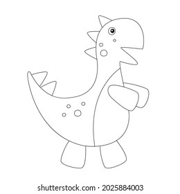 Coloring book for children. Cute black and white dinosaur. Printout for preschoolers. The outline of the drawing. Vector graphics.