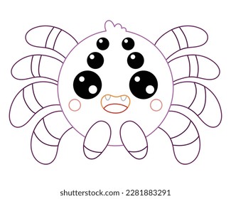 Coloring book for children, cute cartoon spider