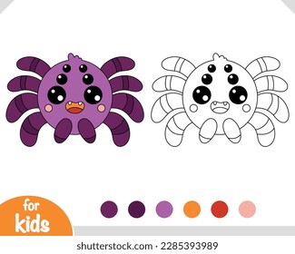 Coloring book for children, Cute cartoon character spider