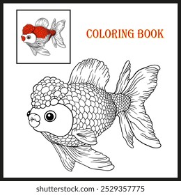 Libro para colorear para los niños, lindo dibujo animado Oranda-GoldFish