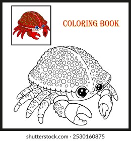 Coloring book for children, cute cartoon Crab