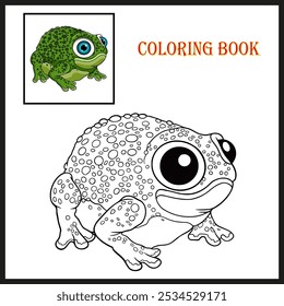 Coloring book for children, cute cartoon Frog 