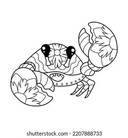 Coloring Book Children Cute Crab Zentangle Stock Vector (Royalty Free ...